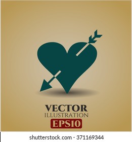 Heart with arrow vector icon