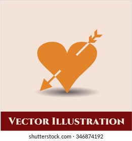 Heart with arrow vector icon or symbol