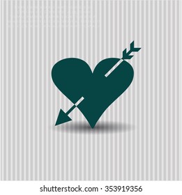 Heart with arrow vector icon or symbol