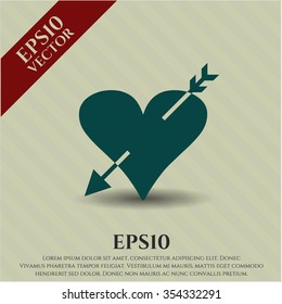 Heart with arrow vector icon or symbol