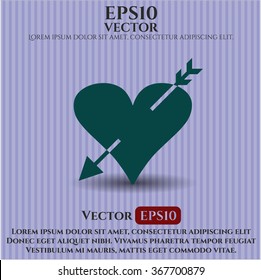 Heart with arrow vector icon or symbol