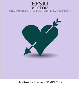 Heart with arrow vector icon or symbol
