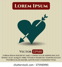 Heart with arrow vector icon or symbol