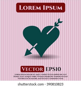 Heart with arrow vector icon or symbol