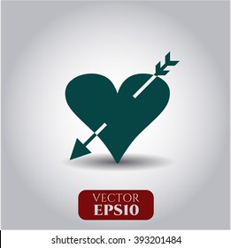 Heart with arrow vector icon or symbol