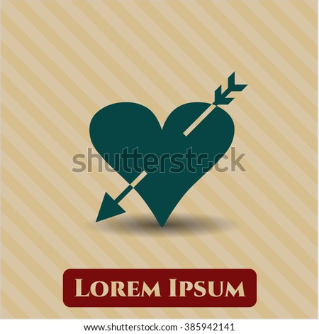 Heart with arrow vector icon or symbol