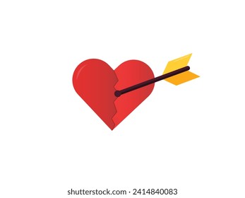 Heart with arrow and arrow vector icon. valentine 's day sign. love symbol