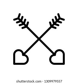 Heart arrow vector illustration, line design icon editable outline