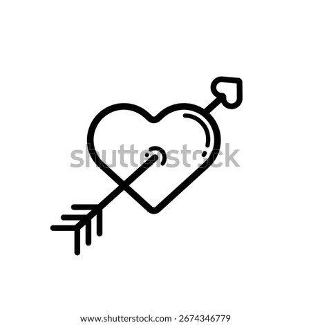 Heart and Arrow Vector Illustration, Love, Crush, Cupid, Heart pierced by an arrow vector image, Love Symbol vector, Love Heart decorative icon sign vector EPS image.