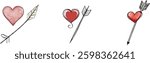 Heart and Arrow Vector Illustrations on White Background