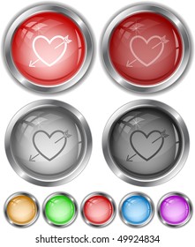 Heart and arrow. Vector internet buttons.