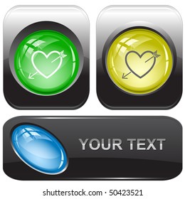 Heart and arrow. Vector internet buttons.