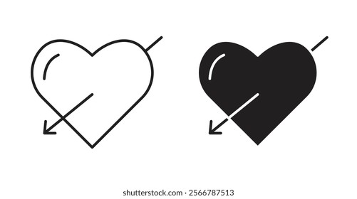 Heart with arrow vector line icon illustration