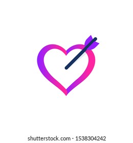 heart with arrow vector logo design