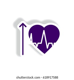 heart and arrow Vector paper sticker various symptoms of leukemia on bodies heart high pressure