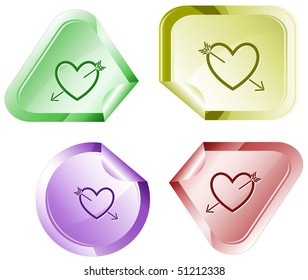 Heart and arrow. Vector sticker.