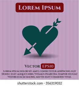 Heart with arrow vector symbol