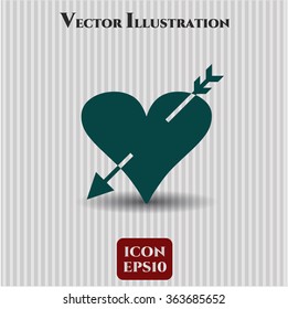 Heart with arrow vector symbol