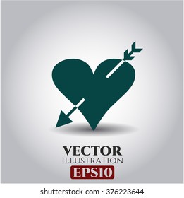 Heart with arrow vector symbol