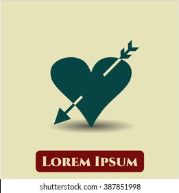 Heart with arrow vector symbol