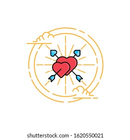 Heart with Arrow vector template. Heart icon, logo, symbol, vector illustration. Heart flat design isolated on white background. Valentine day vector.