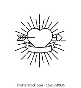 Heart with Arrow vector template. Heart icon, logo, symbol, vector illustration. Heart flat design isolated on white background. Valentine day vector.