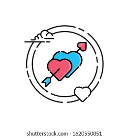 Heart with Arrow vector template. Heart icon, logo, symbol, vector illustration. Heart flat design isolated on white background. Valentine day vector.