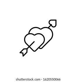 Heart with Arrow vector template. Heart icon, logo, symbol, vector illustration. Heart flat design isolated on white background. Valentine day vector.