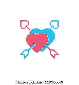 Heart with Arrow vector template. Heart icon, logo, symbol, vector illustration. Heart flat design isolated on white background. Valentine day vector.