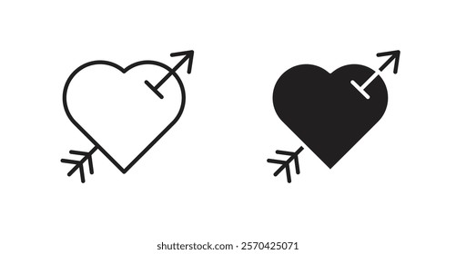 Heart with arrow vector web icons set