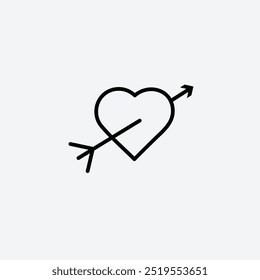 Heart with arrowline vector icon. EPS 10