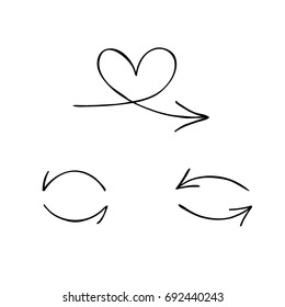 Heart and arrows fantasy patterns. Vector illustration.