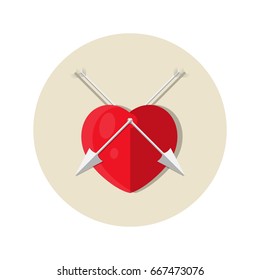 Heart with arrows flat circle icon