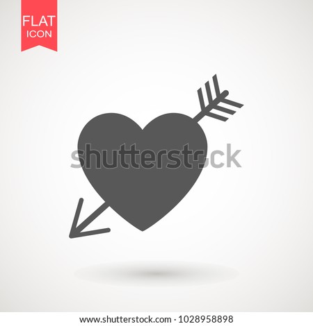 Heart with arrows icon isolated on white background. Heart with arrow vector logo. Flat design style. Modern vector pictogram for web graphics - stock vector
