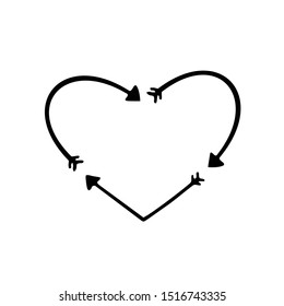 Heart arrows isolated on white background. Vector Illustration