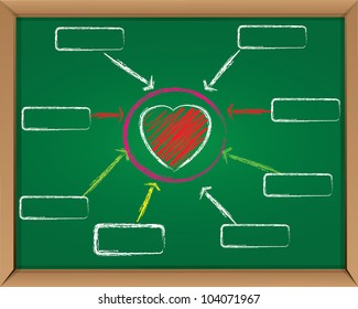 Heart and arrows on blackboard background,Vector