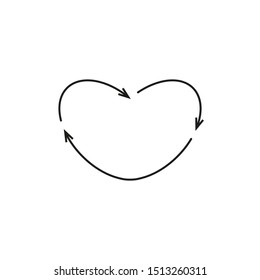 Heart with arrows on outline. Vector illustration