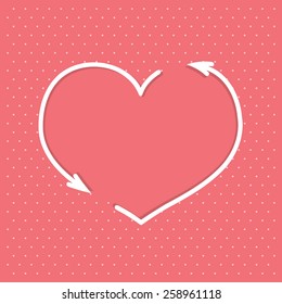 Heart with arrows on pink background, vector eps10 illustration