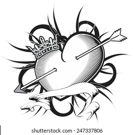heart arrows tattoo in vectorformat very easy to edit