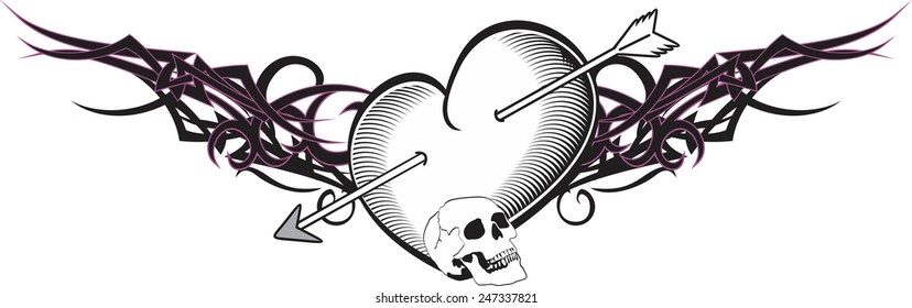 heart arrows tattoo in vectorformat very easy to edit
