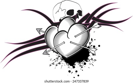 heart arrows tattoo in vectorformat very easy to edit