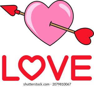 Heart with arrows in them and the word LOVE