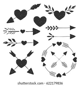 Heart and arrows. Vector. Isolated.