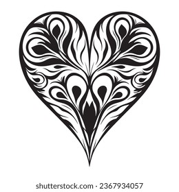 Arte cardíaco Forma dibujada para el diseño. Concepto de San Valentín. Ilustración del vector