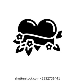 heart art tattoo vintage glyph icon vector. heart art tattoo vintage sign. isolated symbol illustration