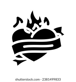 heart art tattoo vintage glyph icon vector. heart art tattoo vintage sign. isolated symbol illustration