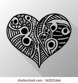 Heart art. Vector illustration hand drawn artistic.