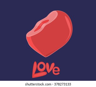 Heart art.bitten heart. Love. valentine day. vector