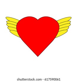 Heart with artistic wings in vector.