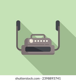 Heart attack aid device icon flat vector. Modern defibrillator. Portable device safety